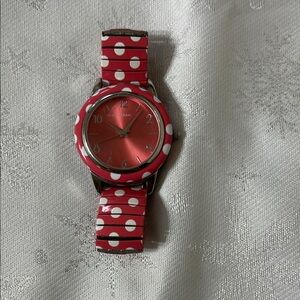 Isaac Mizrahi Red and White Polka Dot Watch